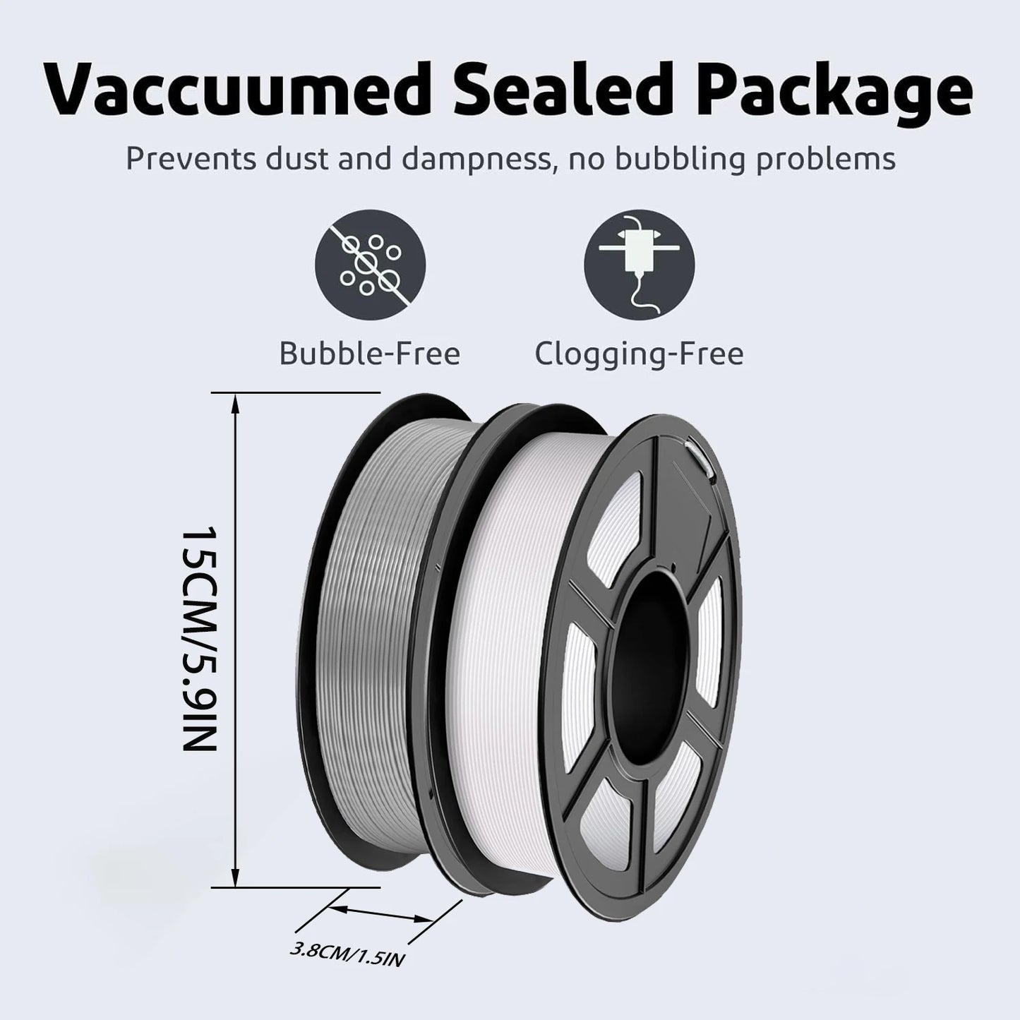 3D Printer PLA Filament 1.75mm Dimensional Accuracy +/- 0.02mm, 250g Spool (0.55 lbs), Grey+White