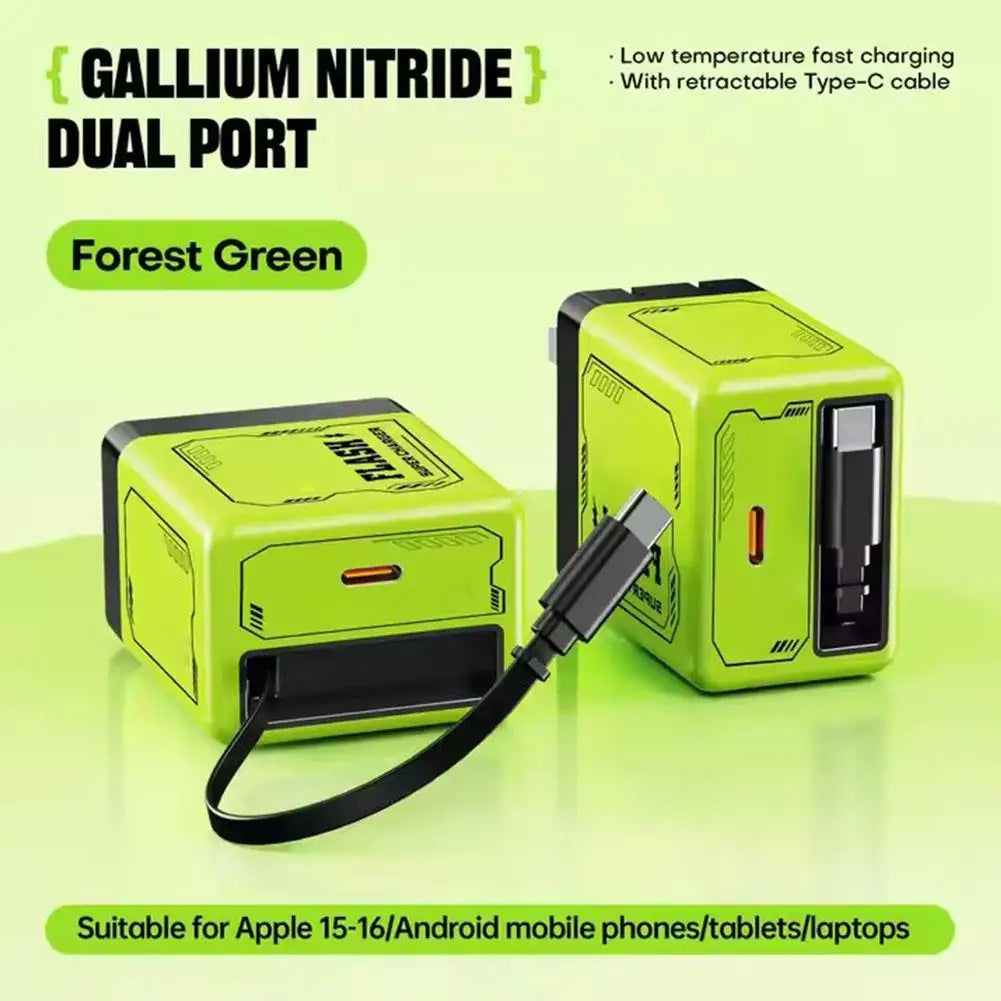 35W Retractable Wall Charger For Andoird Tablet With Type-C Cable Foldable Plug Fast Charging Mobile Phone Charger New G6K3