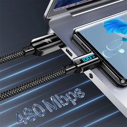 AC 100W Quick Charging USB C Data Cable Digital Display USB To Type C High-speed Phone Charger Cable for Samsung Xiaomi Huawei