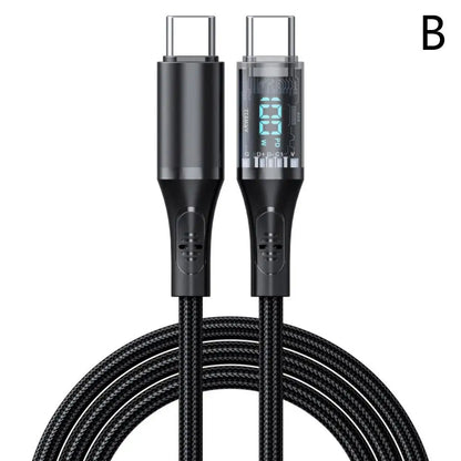 High Speed Charging Cable 100W/66W Fast USB/Type-C to Type-C Charging Cable With Visible Digital LED Display for iPhone Android