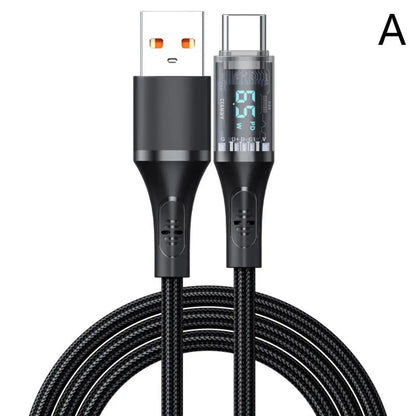 High Speed Charging Cable 100W/66W Fast USB/Type-C to Type-C Charging Cable With Visible Digital LED Display for iPhone Android