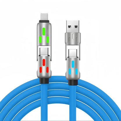 4 in 1 Multi Connectors Charger Rotating Elbow USB to Type-C 1.5m Mobile Phone 240W Fast Charging Silicone Cable Data Transfer