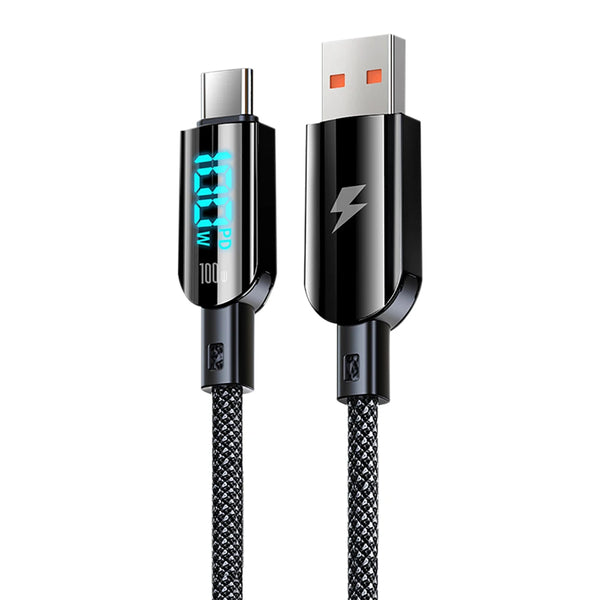 AC 100W Quick Charging USB C Data Cable Digital Display USB To Type C High-speed Phone Charger Cable for Samsung Xiaomi Huawei