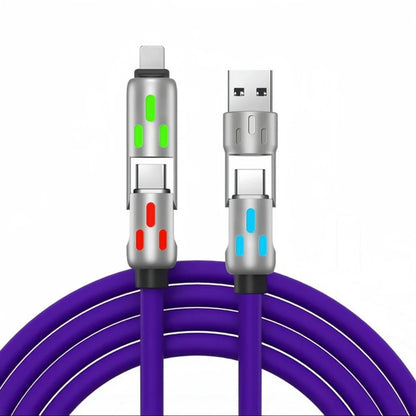 4 in 1 Multi Connectors Charger Rotating Elbow USB to Type-C 1.5m Mobile Phone 240W Fast Charging Silicone Cable Data Transfer