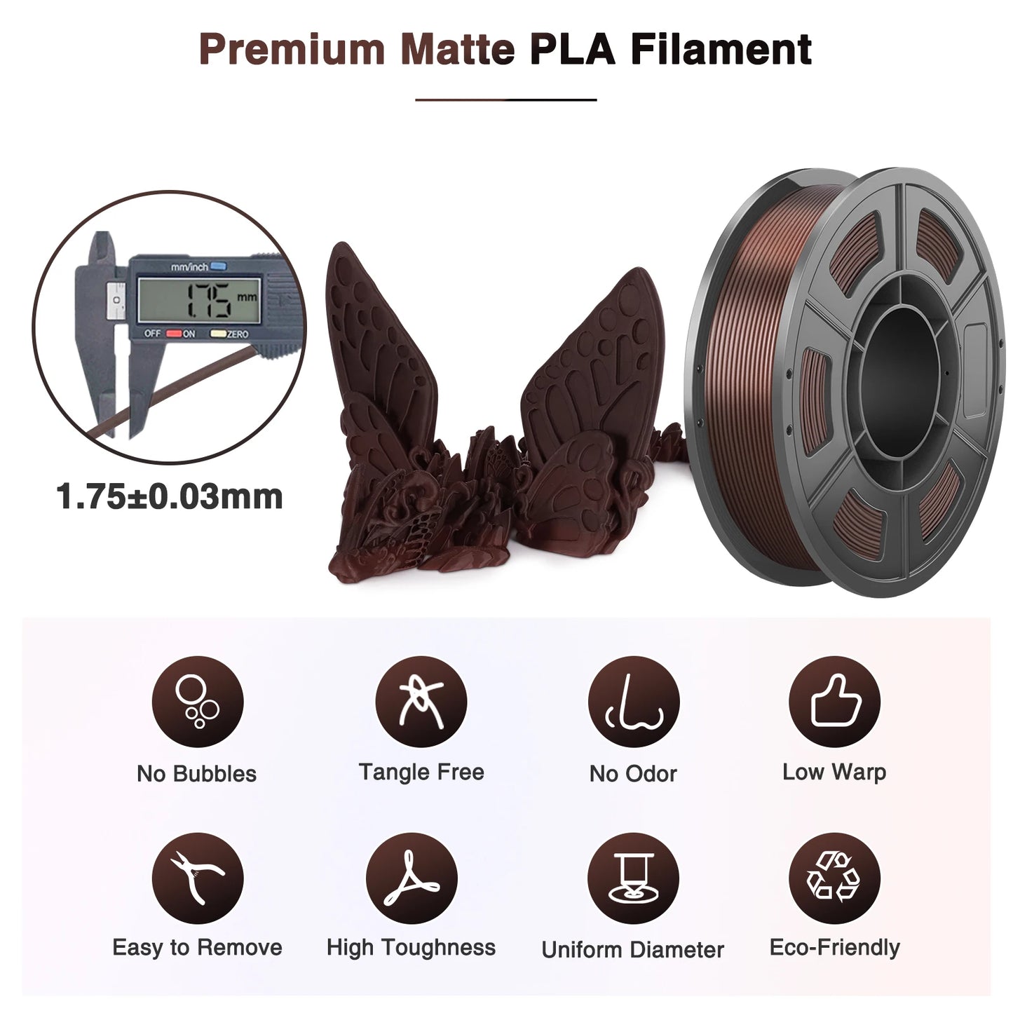 PLA 3D Printer Filament - 250g roll, 1.75mm (Multi-color Options)
