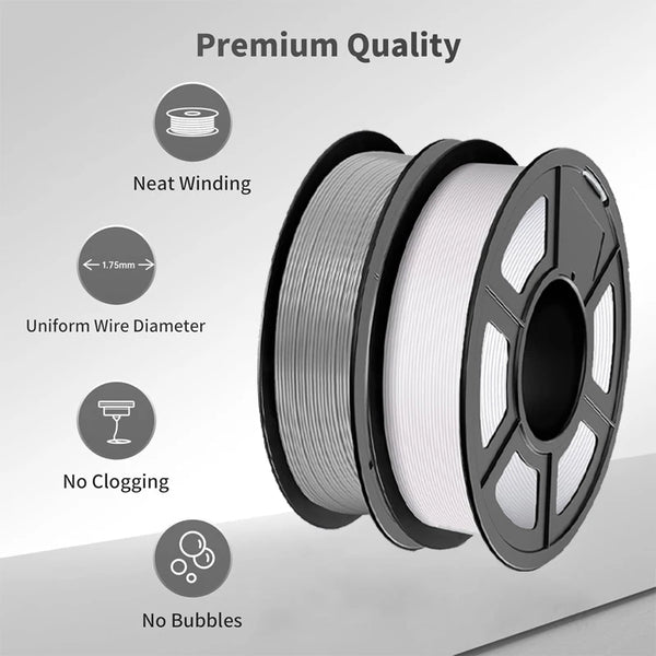 3D Printer PLA Filament 1.75mm Dimensional Accuracy +/- 0.02mm, 250g Spool (0.55 lbs), Grey+White