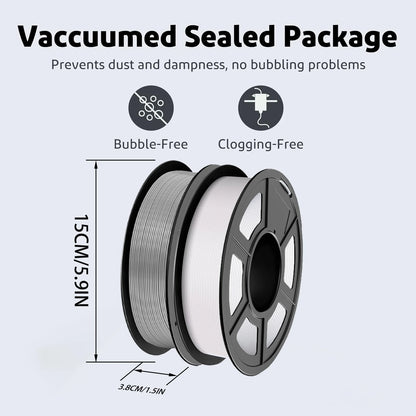 3D Printer PLA Filament 1.75mm Dimensional Accuracy +/- 0.02mm, 250g Spool (0.55 lbs), Grey+White
