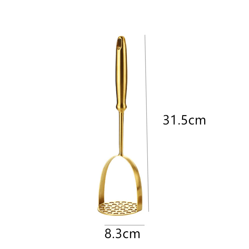 Gold Stainless Steel Potato Masher Pressed Ricer Smooth Mashed Manual Crusher Fruit Vegetable Tools Home Kitchen Gadgets