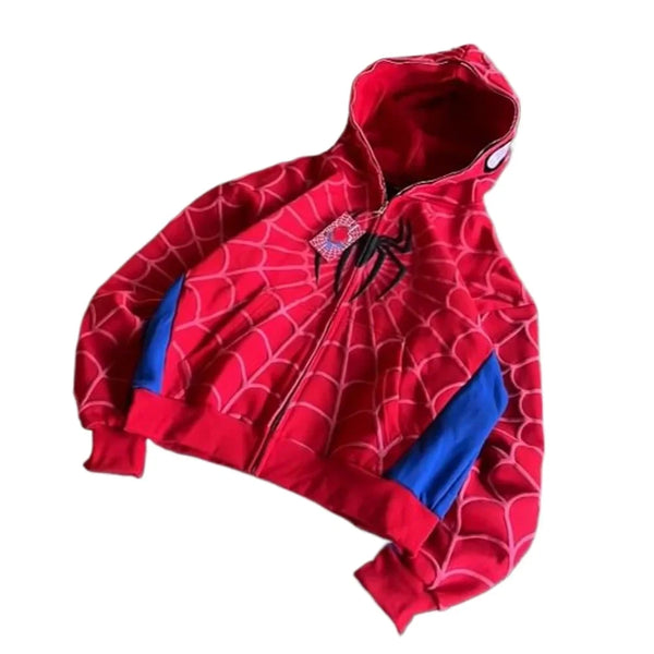 Harajuku American Spider Web Embroidery Hoodies Women Y2k Zipper Jacket Womens Gothic Oversized Hoodie Sweatshirt Casual Clothes