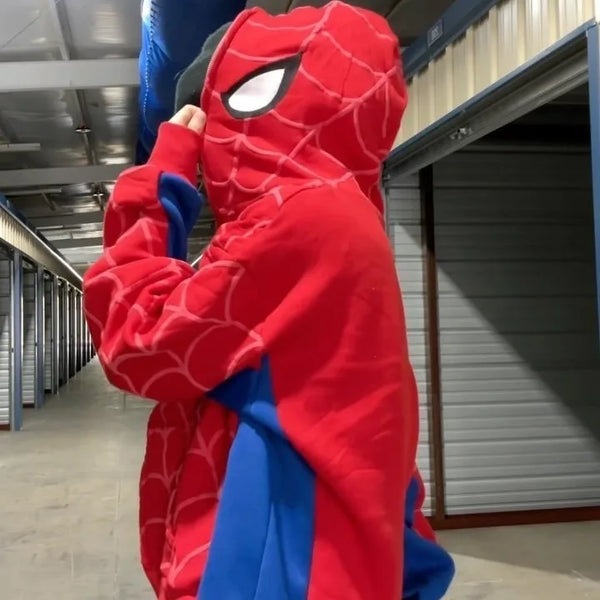 New Gothic Dark Spider Print Hooded Cardigan Women's Zip Loose Jacket Tops Woman