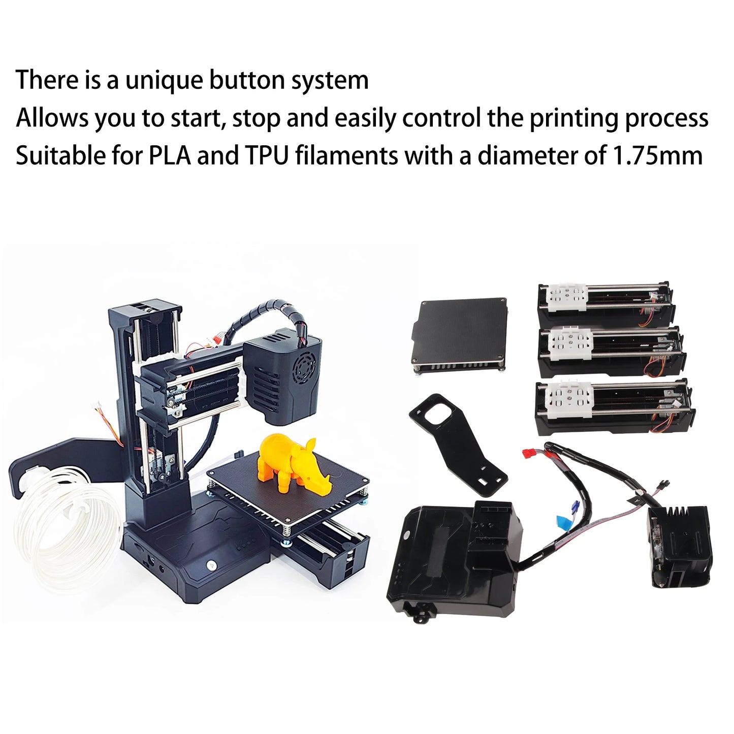 DIY 3D Printer Kit Mini 3D Printer for Beginners High Printing Accuracy Uniform Heating Printing Volume 4x4x4in Mini 3D Printer