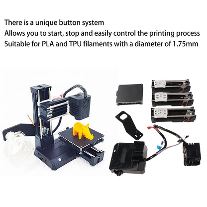 DIY 3D Printer Kit Mini 3D Printer for Beginners High Printing Accuracy Uniform Heating Printing Volume 4x4x4in Mini 3D Printer