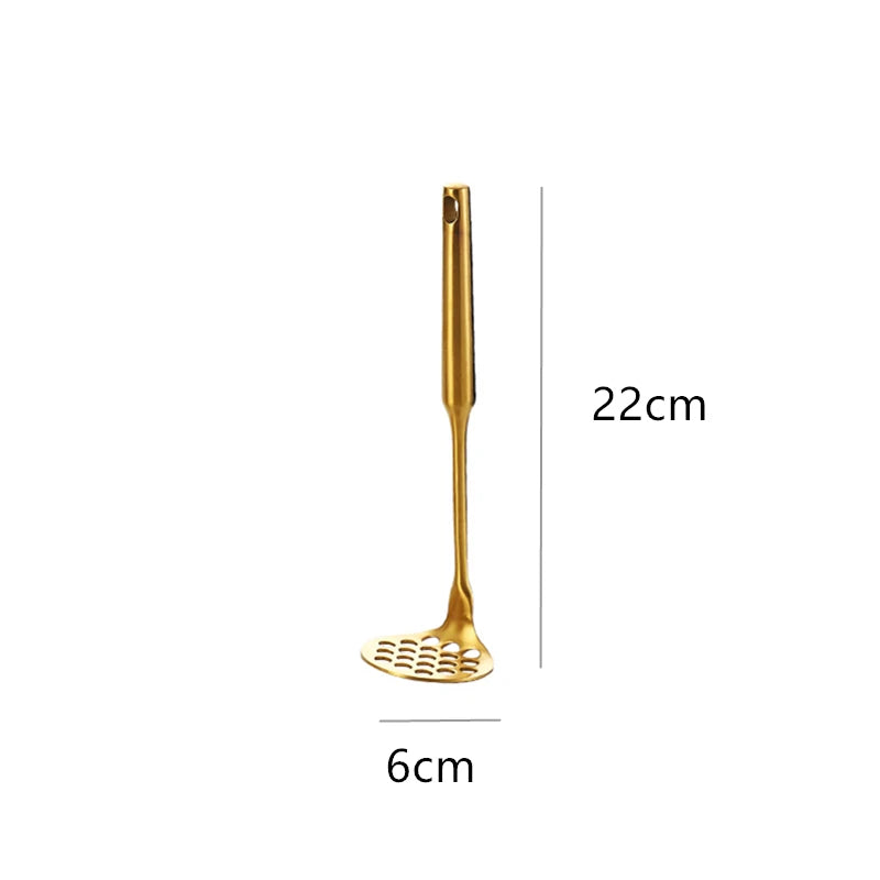 Gold Stainless Steel Potato Masher Pressed Ricer Smooth Mashed Manual Crusher Fruit Vegetable Tools Home Kitchen Gadgets