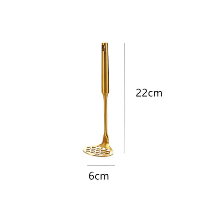 Gold Stainless Steel Potato Masher Pressed Ricer Smooth Mashed Manual Crusher Fruit Vegetable Tools Home Kitchen Gadgets