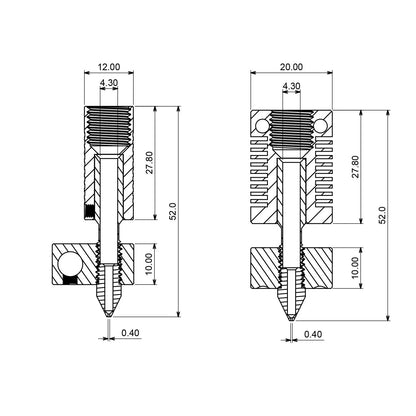 3sets 3D Printer Extruder Hotend +3 PCS 0.4MM MK8 Nozzles Suitable for CR-10, CR10, CR10S, Ender 3, Ender 3 Pro, Ender 5