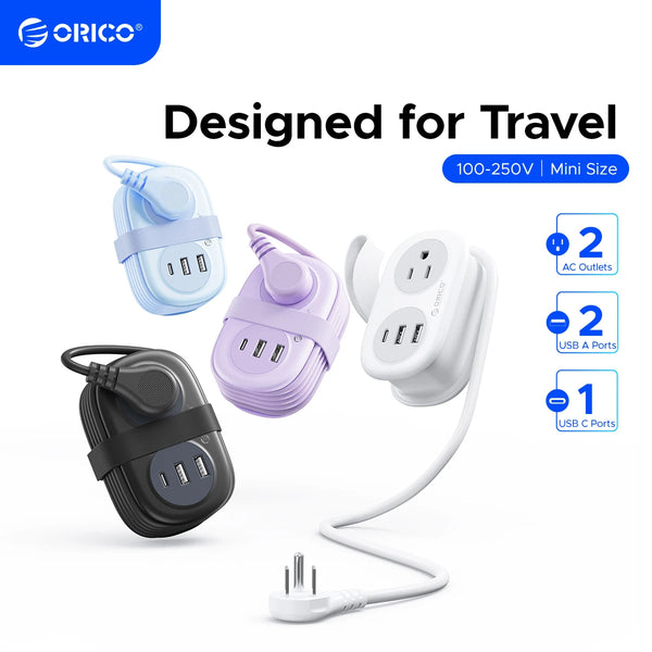 ORICO AP3 US Plug Electrical Power Strip Portable Travel Adapter 4AC 3USB 1Type-C Multi 1.2M Extension Cord Fast Charging