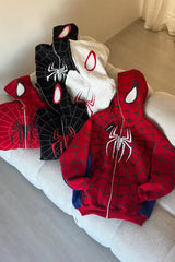American Spider 3D Foaming Embroidery Zipper Hoodie Y2K Retro Gothic Harajuku Women Zip Up Jacket Hoodies Sweatshirt Men Clothes