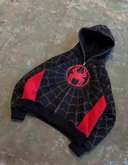 American Spider Vintage Zip Up Hoodie Y2K Clothes Mens Womens Spider Graphic Oversized Hoodies Sweatshirts Casual Jackets