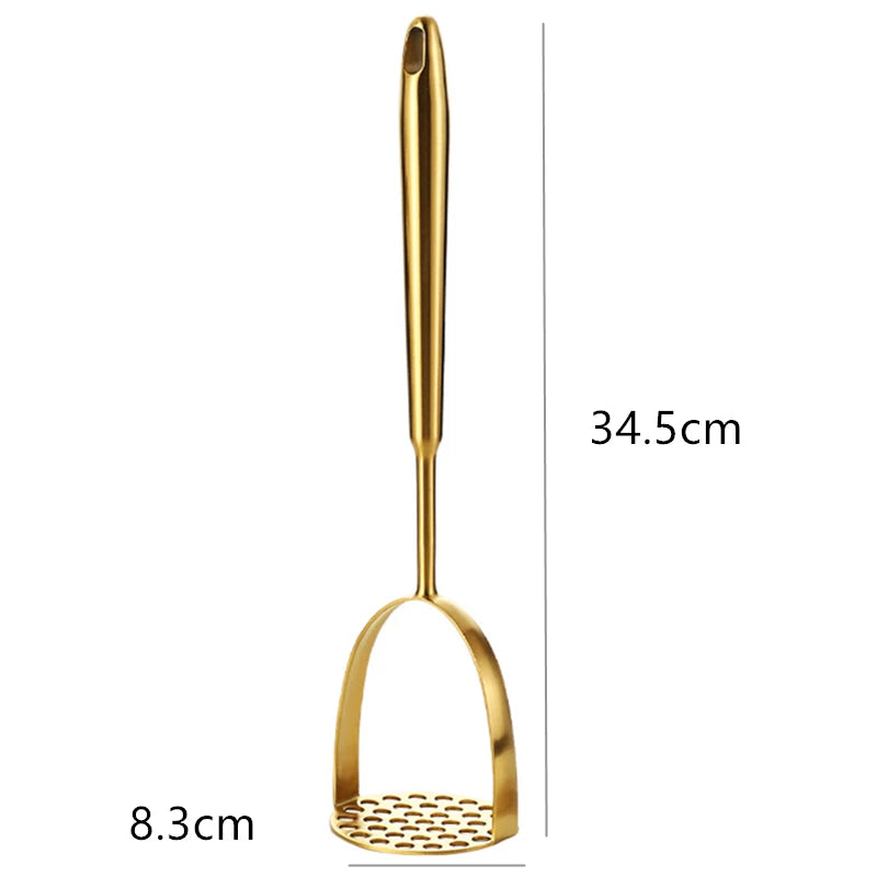 Gold Stainless Steel Potato Masher Pressed Ricer Smooth Mashed Manual Crusher Fruit Vegetable Tools Home Kitchen Gadgets