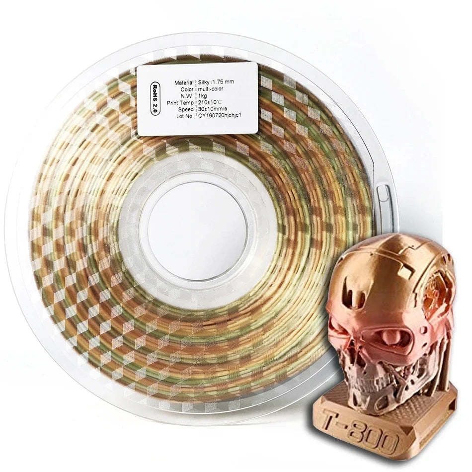 3D Printer Filament 1kg New Silk Rainbow PLA 1.75mm 3D Printing Material Duotone Gradient Gold Bronze Purple Black