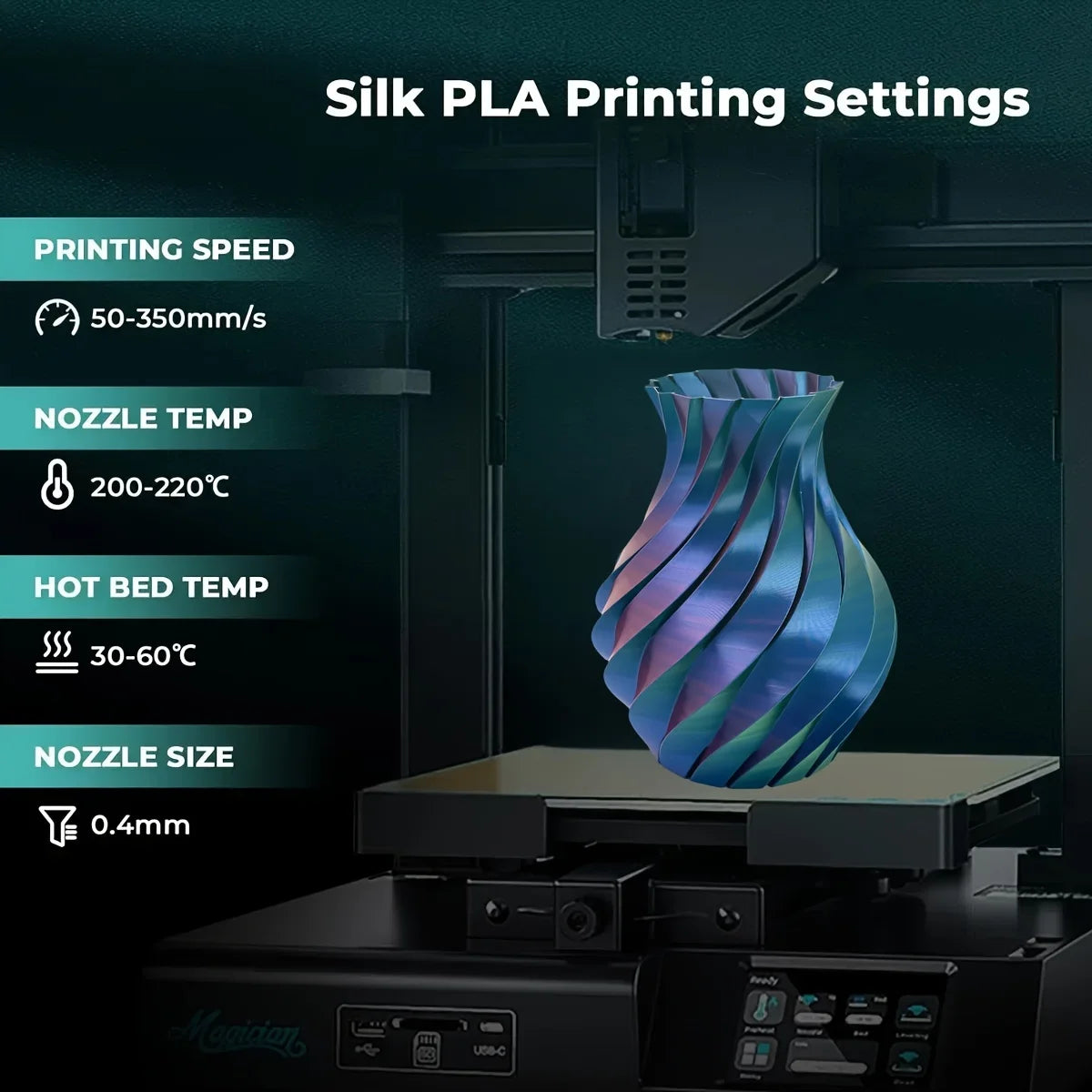 4-Pack 1.75mm 3D Printer Filament: 1 Tri-color (RoseRed/Blue/Green) + 3 Dual-color (RoseRed/Blue, Blue/Green, Black/Red)