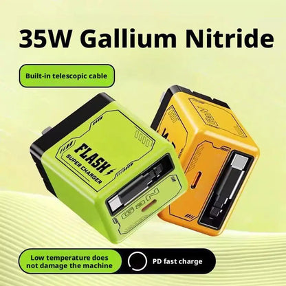 35W Retractable Wall Charger For Andoird Tablet With Type-C Cable Foldable Plug Fast Charging Mobile Phone Charger New G6K3