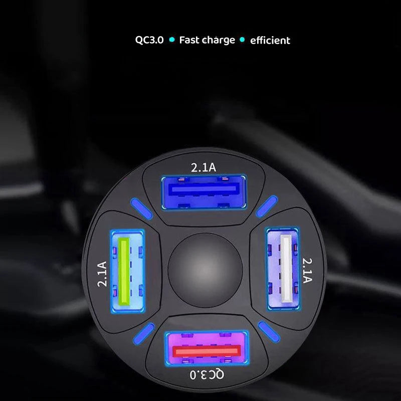 USB Car Charger 7A 4 Ports USB-A Car Adapter Fast Quick High Speed Charging QC3.0 in Car for Phone iphone Xiaomi 14 Ultra Huawei