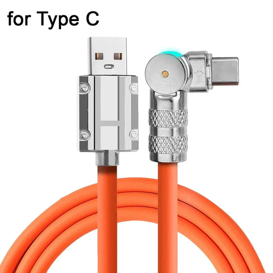 120W 6A High-speed Charger Data Cable Type C/Micro 180 Degree Rotatable Cellphone Charging Cord for Android Samsung Xiaomi